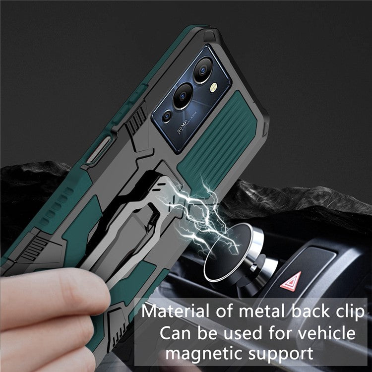 Mechwarrior Project for Infinix Note 12 G96 4G Shockproof Protective Case TPU + PC Tough Armor Phone Cover with Back Clip Kickstand - Green