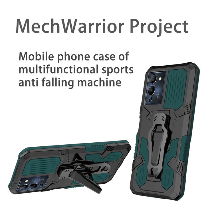 Mechwarrior Project for Infinix Note 12 G96 4G Shockproof Protective Case TPU + PC Tough Armor Phone Cover with Back Clip Kickstand - Green