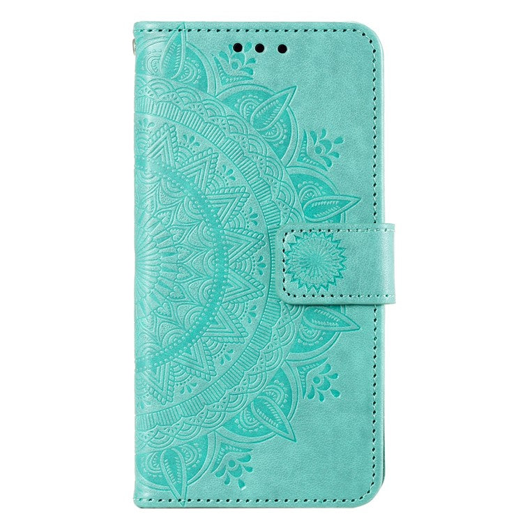 Mandala Flower Imprinted PU Leather Case for Oppo A17 4G / A17k 4G , Flip Stand Magnetic Clasp Protection Wallet Cover - Green