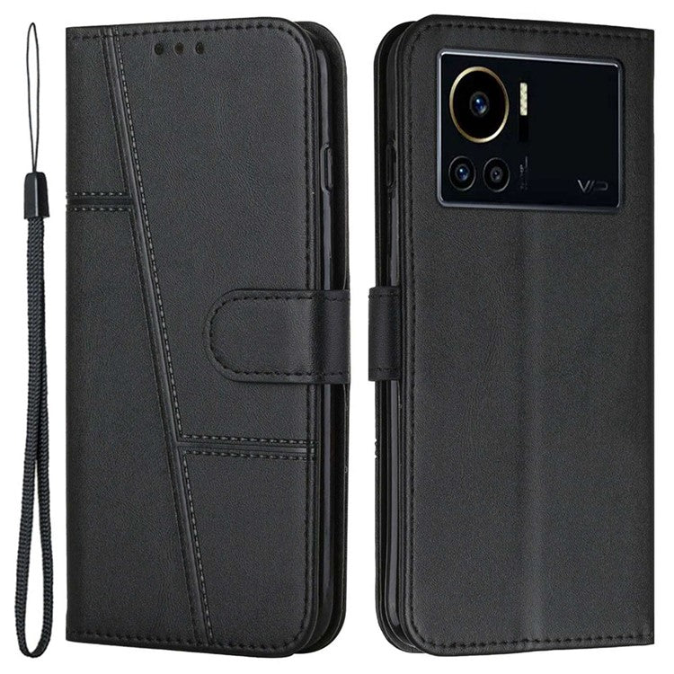 For Infinix Note 12 VIP 4G Anti-Scratch Stitching PU Leather Phone Case Wallet Drop-Proof Phone Cover with Strap - Black