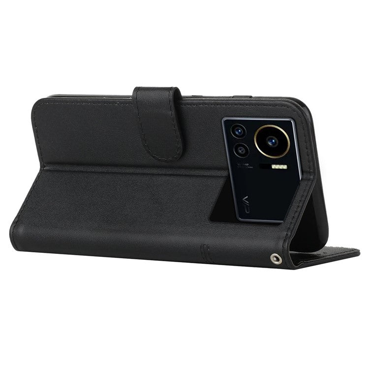For Infinix Note 12 VIP 4G Anti-Scratch Stitching PU Leather Phone Case Wallet Drop-Proof Phone Cover with Strap - Black