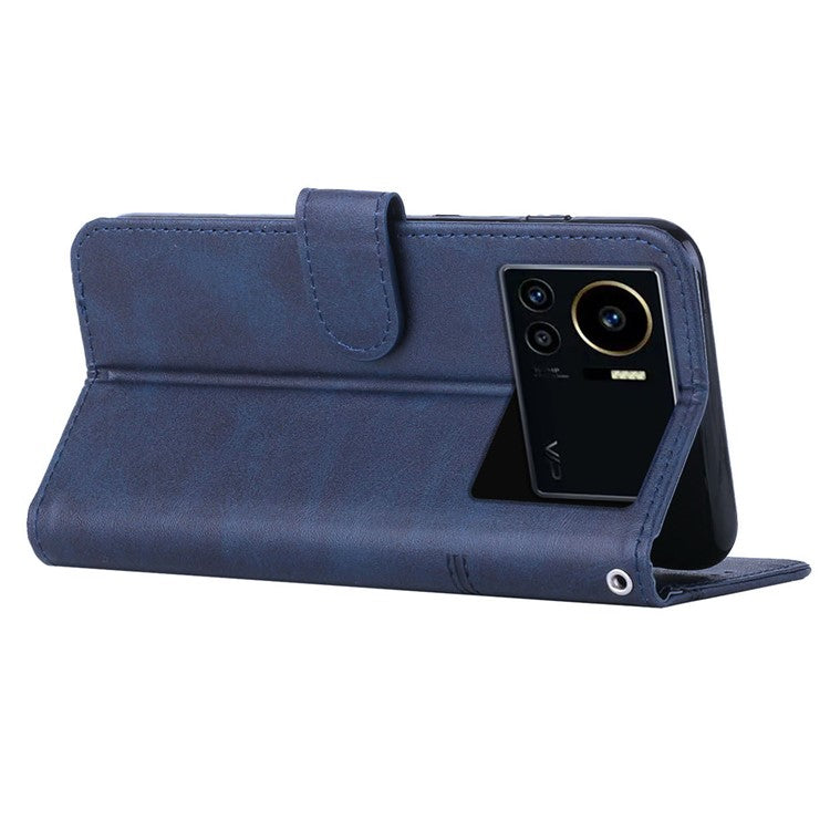 For Infinix Note 12 VIP 4G Anti-Scratch Stitching PU Leather Phone Case Wallet Drop-Proof Phone Cover with Strap - Sapphire
