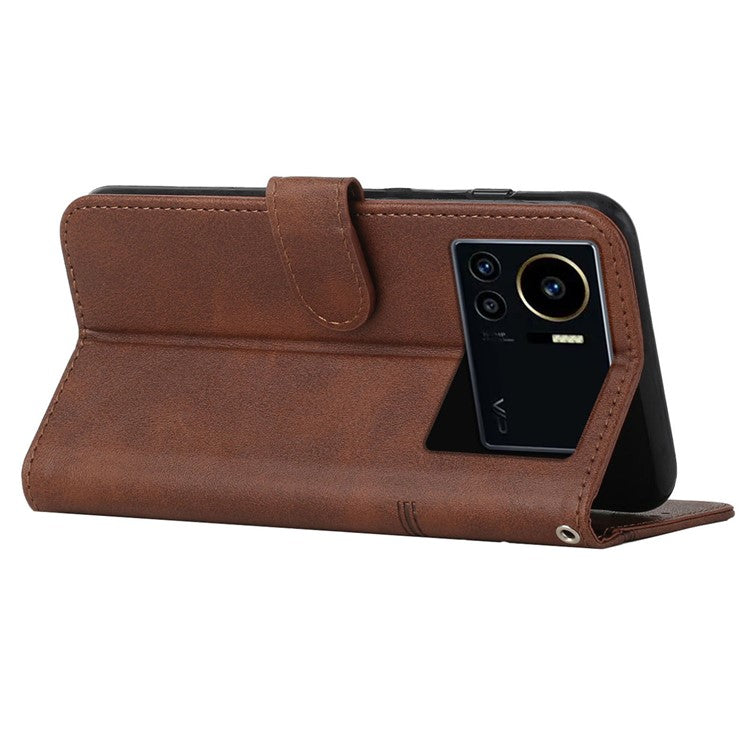 For Infinix Note 12 VIP 4G Anti-Scratch Stitching PU Leather Phone Case Wallet Drop-Proof Phone Cover with Strap - Brown