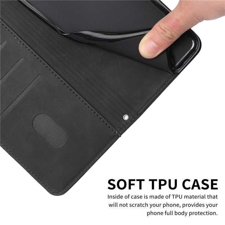 For Infinix Hot 12 4G Heart Shape Imprinting Skin-Touch Phone Stand Case PU Leather Wallet Folio Flip Cover - Black