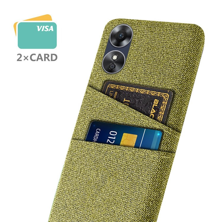 Phone Case for Oppo A17 4G / A17k 4G, Convenient Dual Card Slots Anti-scratch Cloth Coated Hard PC Protective Cover - Yellow