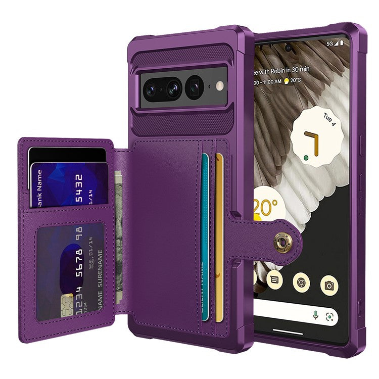ZM03 For Google Pixel 7 Pro 5G Cell Phone Case Shockproof Kickstand Back Cover with Magnetic Metal Sheet - Purple