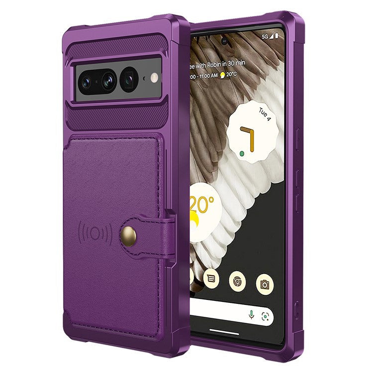 ZM03 For Google Pixel 7 Pro 5G Cell Phone Case Shockproof Kickstand Back Cover with Magnetic Metal Sheet - Purple