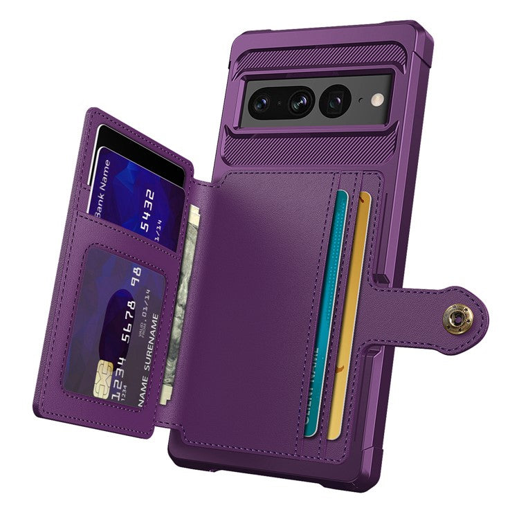 ZM03 For Google Pixel 7 Pro 5G Cell Phone Case Shockproof Kickstand Back Cover with Magnetic Metal Sheet - Purple