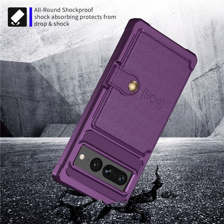 ZM03 For Google Pixel 7 Pro 5G Cell Phone Case Shockproof Kickstand Back Cover with Magnetic Metal Sheet - Purple
