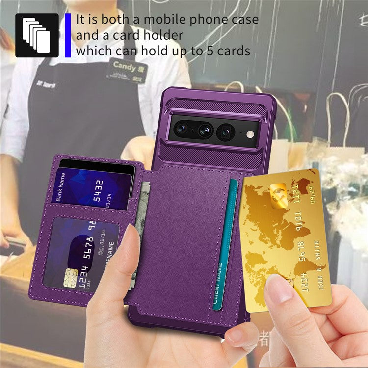 ZM03 For Google Pixel 7 Pro 5G Cell Phone Case Shockproof Kickstand Back Cover with Magnetic Metal Sheet - Purple