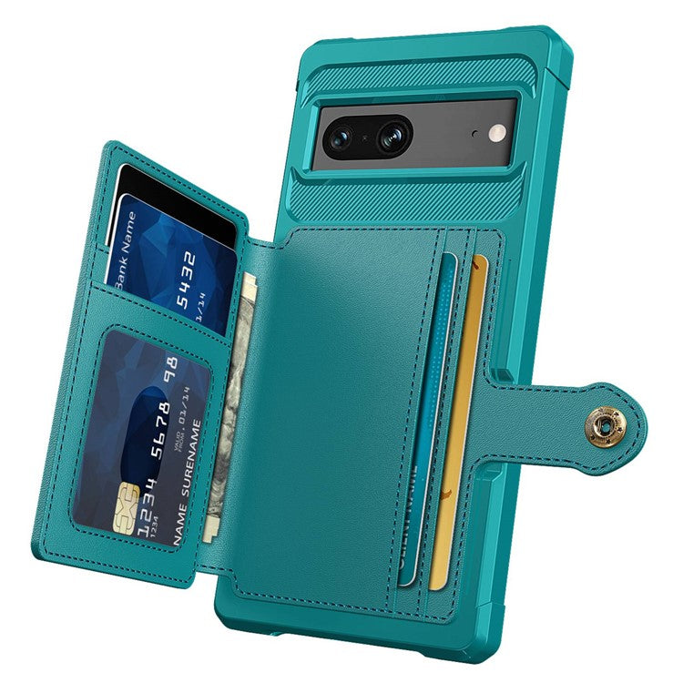 ZM03 for Google Pixel 7 5G Phone Case Kickstand Card Holder Anti-scratch Phone Back Cover with Magnetic Metal Sheet - Green