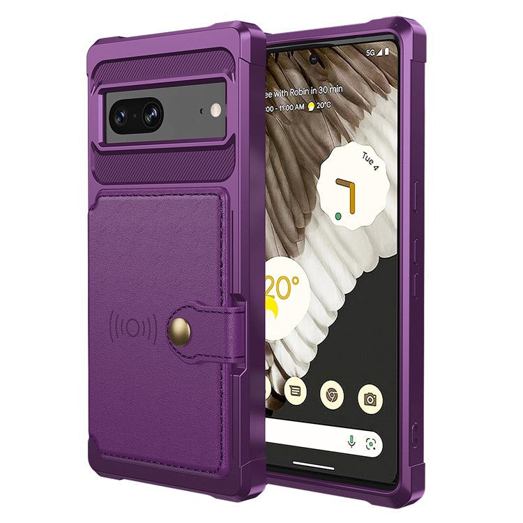 ZM03 For Google Pixel 7 5G Case PU Leather Kickstand Card Holder Anti-scratch Phone Back Shell - Purple