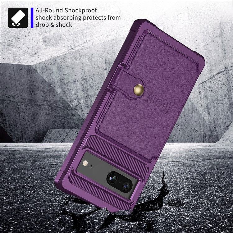 ZM03 For Google Pixel 7 5G Case PU Leather Kickstand Card Holder Anti-scratch Phone Back Shell - Purple