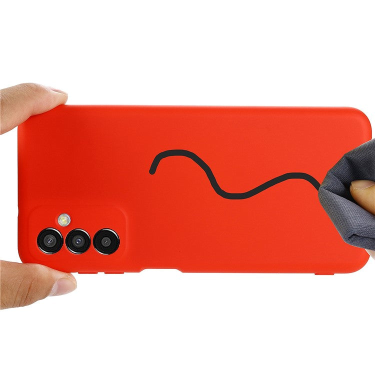 Shockproof Slim Case for Samsung Galaxy F13 4G Liquid Silicone Phone Cover Anti-Drop Protective Case with Strap - Red