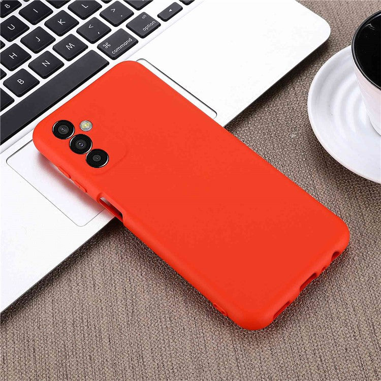 Shockproof Slim Case for Samsung Galaxy F13 4G Liquid Silicone Phone Cover Anti-Drop Protective Case with Strap - Red