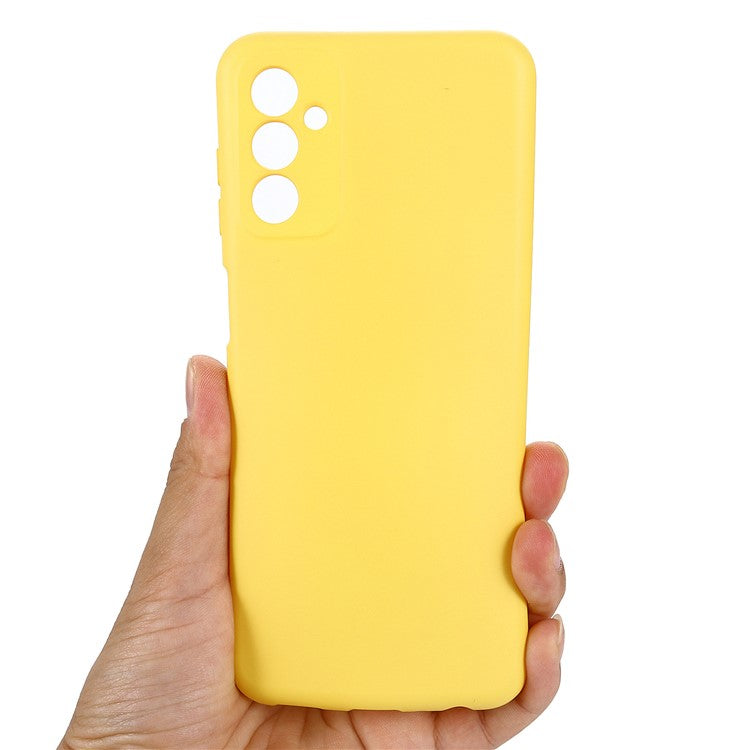 Shockproof Slim Case for Samsung Galaxy F13 4G Liquid Silicone Phone Cover Anti-Drop Protective Case with Strap - Yellow