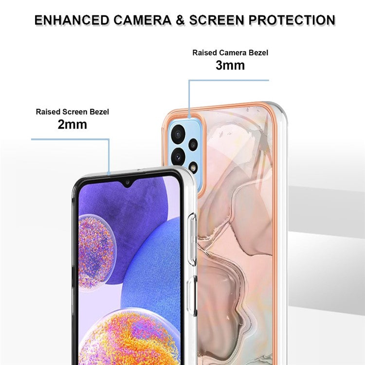 YB IMD Series-16 Style E for Samsung Galaxy A53 5G IMD Marble Pattern Soft TPU Case 2.0mm Electroplating Phone Cover Protector - Pink