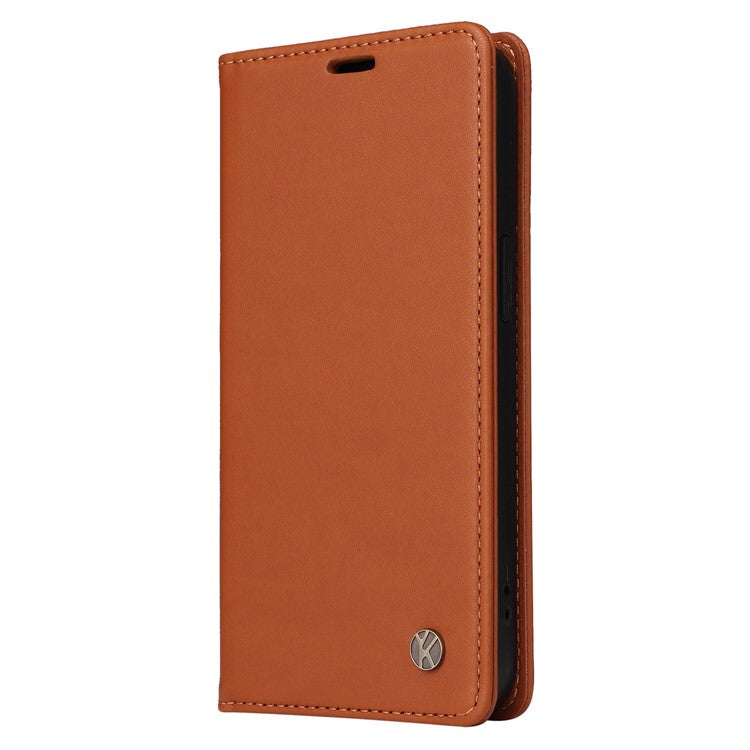 YIKATU YK-001 For Samsung Galaxy S23+ Magnetic Auto Closing PU Leather Shockproof Wallet Case Foldable Stand Protective Cover - Brown