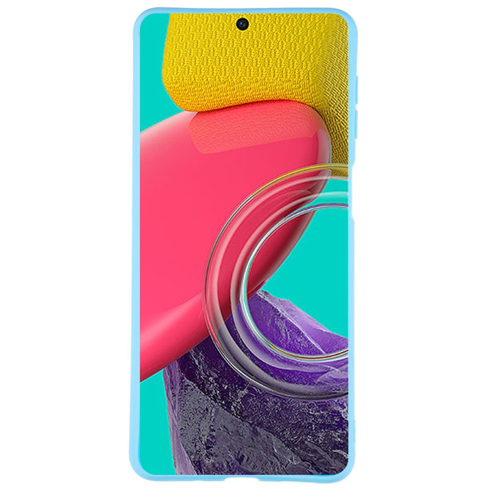 For Samsung Galaxy M53 5G Soft TPU Matte Phone Case Anti-fingerprint Anti-drop Back Cover - Baby Blue