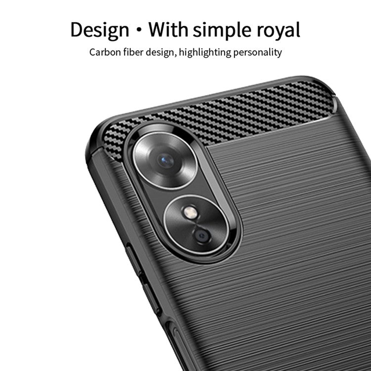MOFI JK TPU Series-1 for Oppo A17k 4G / A17 4G Carbon Fiber Texture Flexible TPU Case Anti-scratch Brushed Phone Back Cover - Red