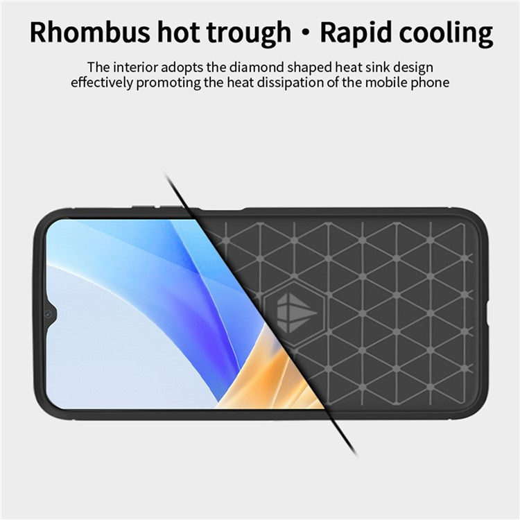 MOFI JK TPU Series-1 for Oppo A17k 4G / A17 4G Carbon Fiber Texture Flexible TPU Case Anti-scratch Brushed Phone Back Cover - Red