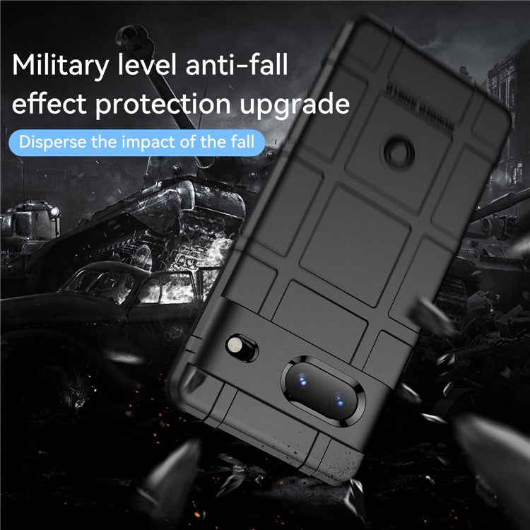 For Google Pixel 7 5G Rugged Square Grid Texture Collision Resistant TPU Cover Protective Phone Case - Black