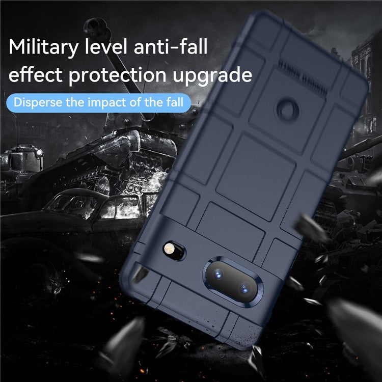 For Google Pixel 7 5G Rugged Square Grid Texture Collision Resistant TPU Cover Protective Phone Case - Blue