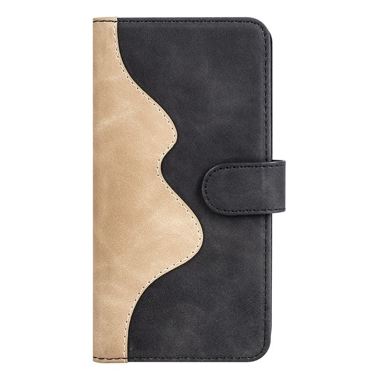 For Honor X8 5G Dual Color Splicing Magnetic Clasp Stand Wallet Phone Case PU Leather Anti-drop Cover - Black