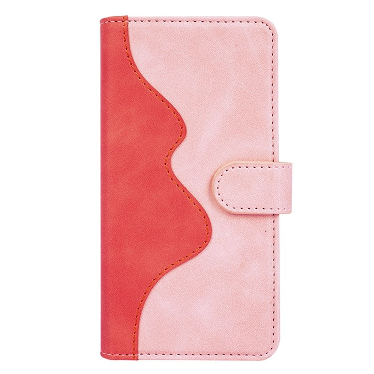 For Honor X8 5G Dual Color Splicing Magnetic Clasp Stand Wallet Phone Case PU Leather Anti-drop Cover - Pink