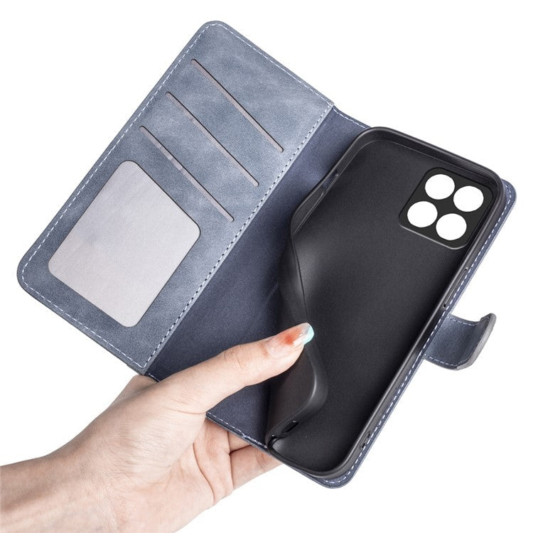 For Honor X8 5G Dual Color Splicing Magnetic Clasp Stand Wallet Phone Case PU Leather Anti-drop Cover - Blue