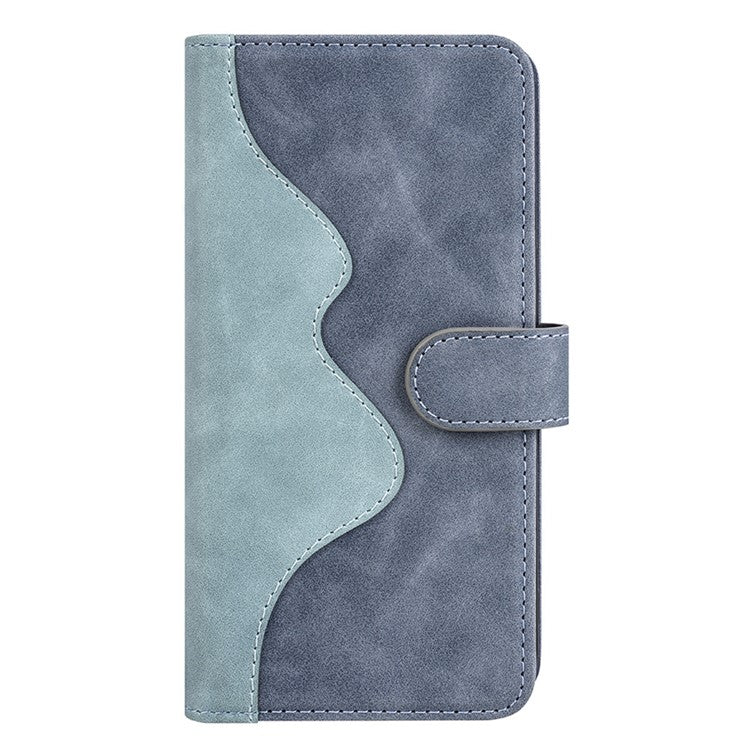 For Honor X8 5G Dual Color Splicing Magnetic Clasp Stand Wallet Phone Case PU Leather Anti-drop Cover - Blue