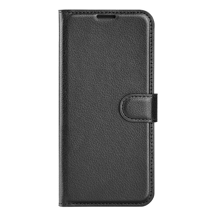For Honor X8 5G Stand Wallet Phone Case Litchi Texture PU Leather + TPU Folio Flip Magnetic Clasp Cover - Black