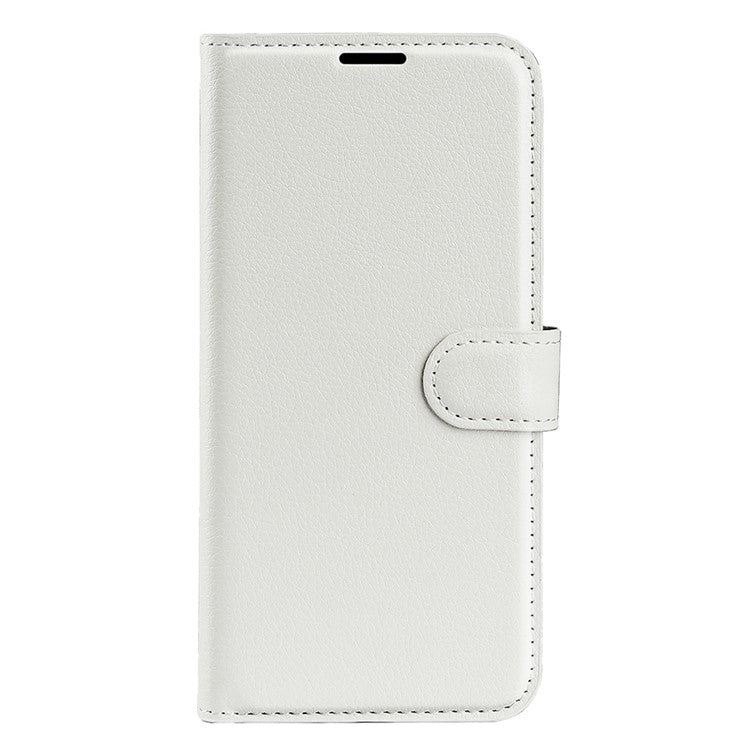 For Honor X8 5G Stand Wallet Phone Case Litchi Texture PU Leather + TPU Folio Flip Magnetic Clasp Cover - White