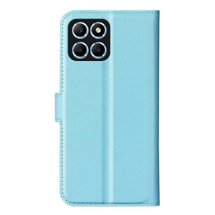 For Honor X8 5G Stand Wallet Phone Case Litchi Texture PU Leather + TPU Folio Flip Magnetic Clasp Cover - Blue