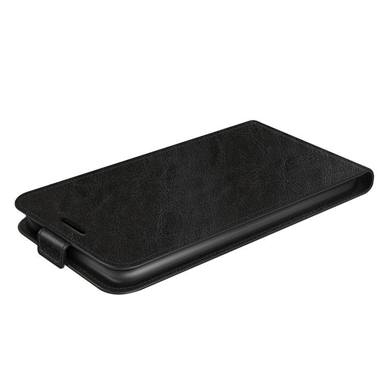 For Honor X8 5G Vertical Flip Crazy Horse Texture PU Leather Case Card Holder Magnetic Clasp Cell Phone Cover - Black