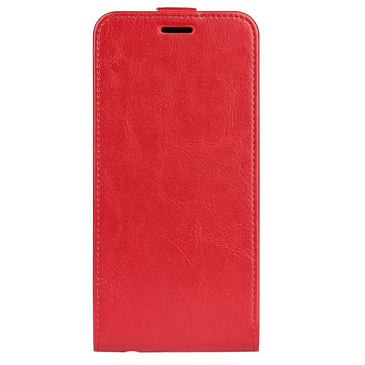 For Honor X8 5G Vertical Flip Crazy Horse Texture PU Leather Case Card Holder Magnetic Clasp Cell Phone Cover - Red