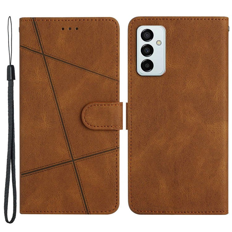 Wallet Phone Case for Samsung Galaxy F23 5G / M23 5G Shockproof PU Leather Cover Crazy Horse Texture Stand Case with Strap - Brown