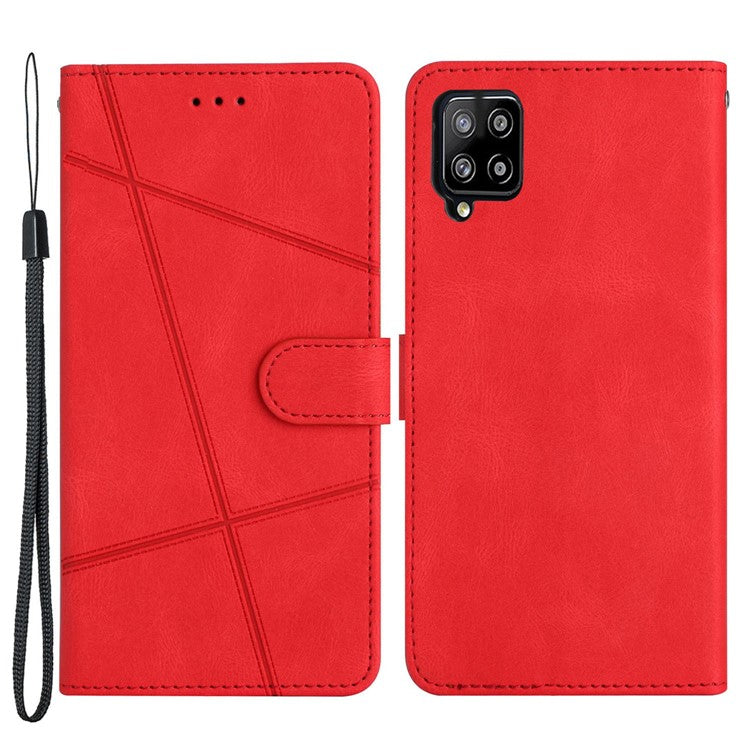 Anti-Drop Phone Case for Samsung Galaxy M32 (Global Version) 4G Crazy Horse Texture PU Leather Cover Shockproof Wallet Case with Strap / Stand - Red