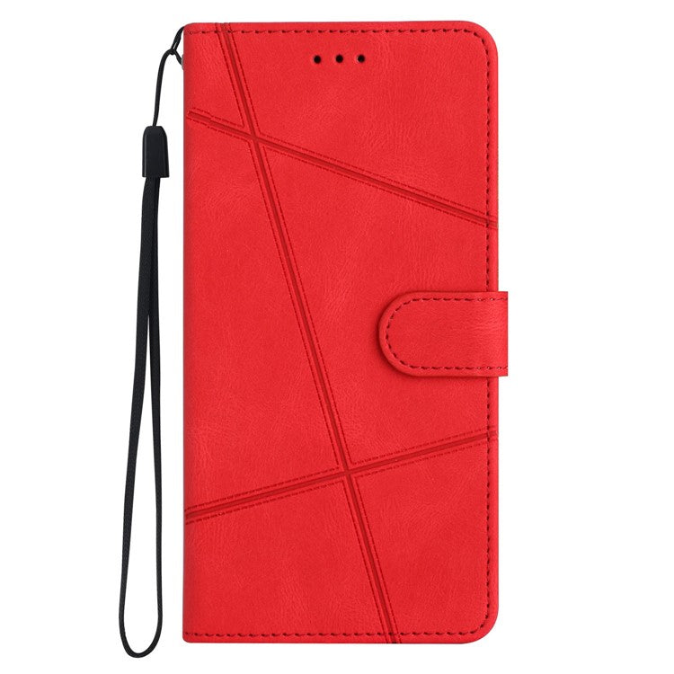 Anti-Drop Phone Case for Samsung Galaxy M32 (Global Version) 4G Crazy Horse Texture PU Leather Cover Shockproof Wallet Case with Strap / Stand - Red