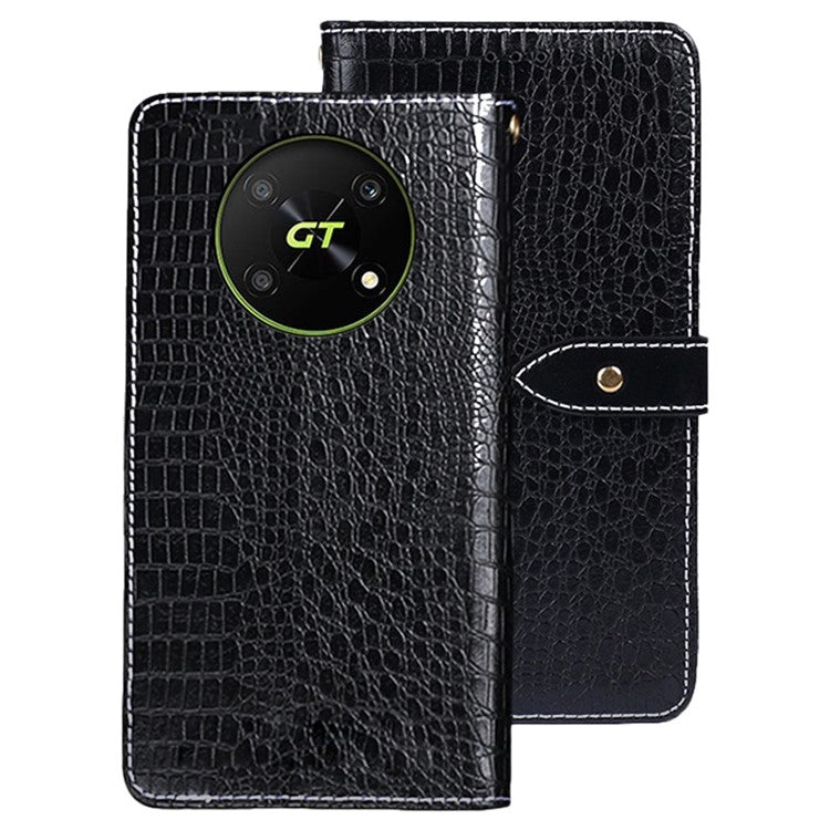 IDEWEI Magnetic Protective Flip Cover for Honor X40 GT 5G / X9 5G / X30 5G / Magic4 Lite 5G, Anti-fall Crocodile Texture PU Leather Wallet Phone Case with Stand Function - Black