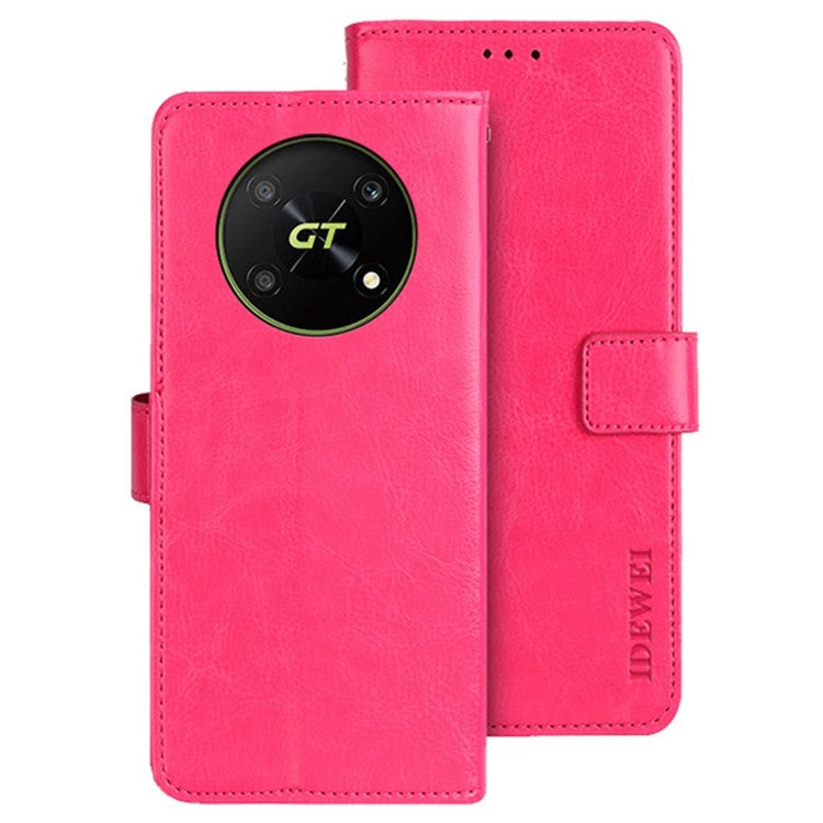 IDEWEI For Honor X40 GT 5G / X9 5G / X30 5G / Magic4 Lite 5G PU Leather Flip Stand Wallet Cover Crazy Horse Texture Anti-drop Phone Protective Case - Rose