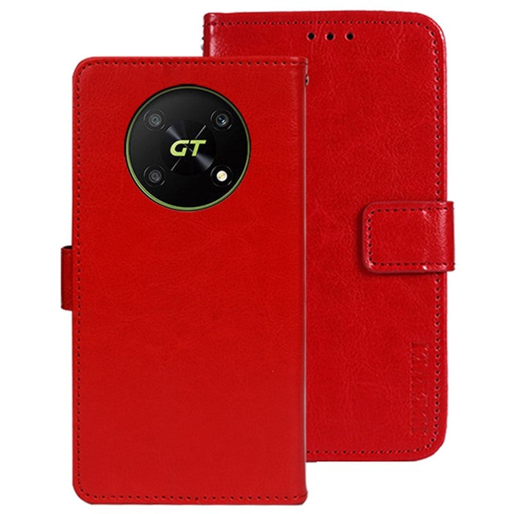 IDEWEI For Honor X40 GT 5G / X9 5G / X30 5G / Magic4 Lite 5G PU Leather Flip Stand Wallet Cover Crazy Horse Texture Anti-drop Phone Protective Case - Red