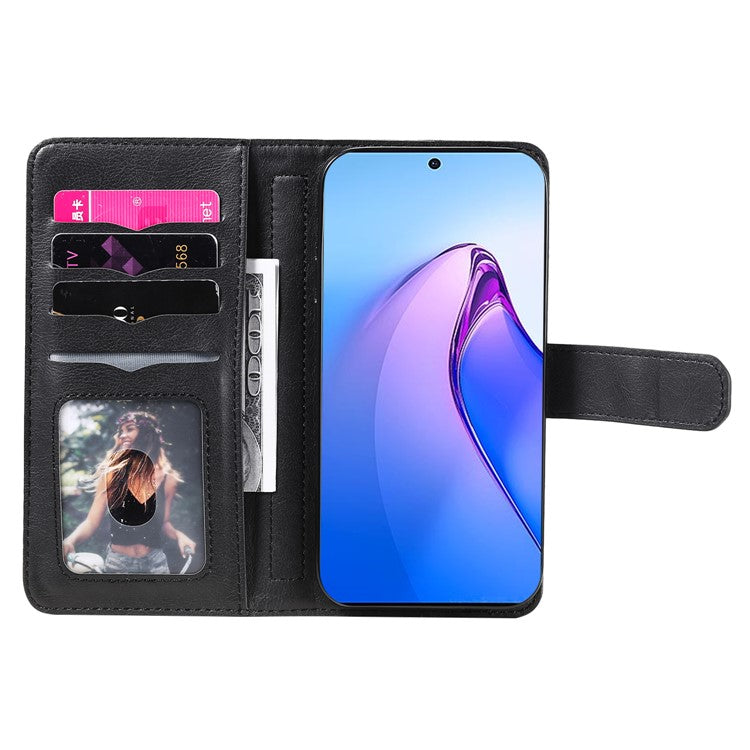 KT Multi-functional Series-1 for Oppo Reno8 Pro 5G (Global Version) / Reno8 Pro+ (China) 5G PU Leather Phone Cover Stand Wallet Scratch-resistant Case with 10 Card Slots - Black