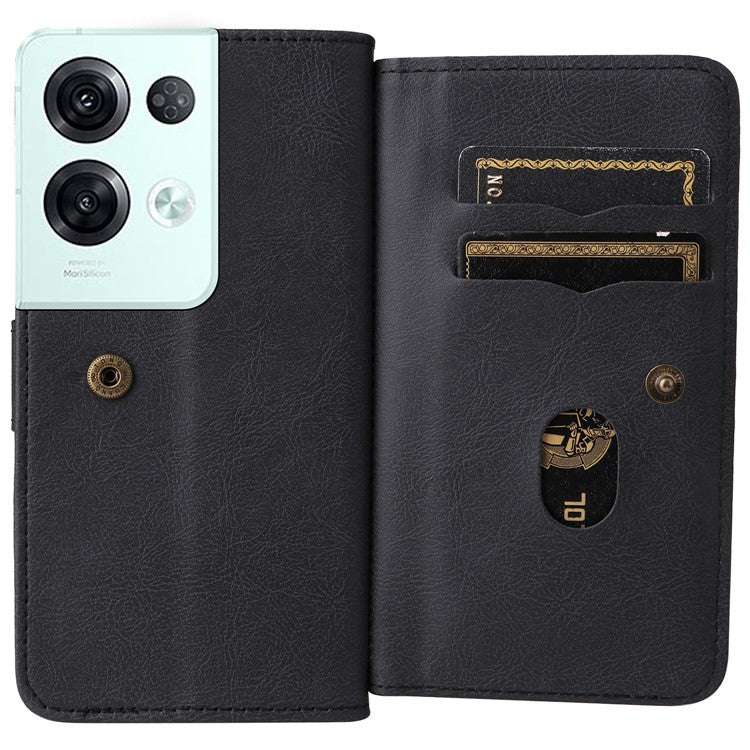 KT Multi-functional Series-1 for Oppo Reno8 Pro 5G (Global Version) / Reno8 Pro+ (China) 5G PU Leather Phone Cover Stand Wallet Scratch-resistant Case with 10 Card Slots - Black