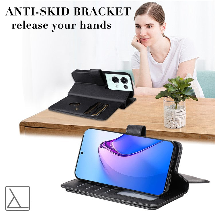 KT Multi-functional Series-1 for Oppo Reno8 Pro 5G (Global Version) / Reno8 Pro+ (China) 5G PU Leather Phone Cover Stand Wallet Scratch-resistant Case with 10 Card Slots - Black
