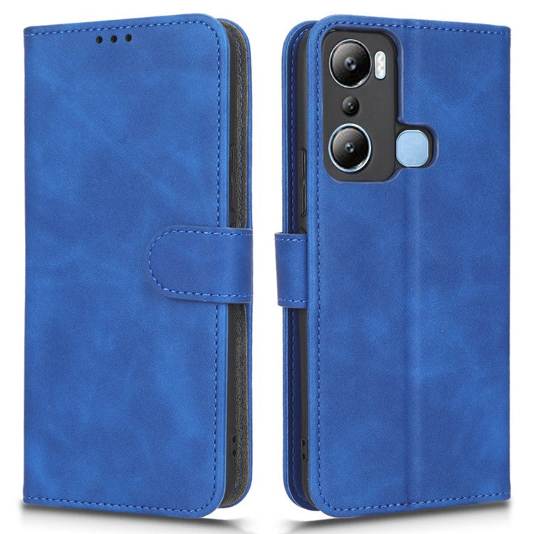 For Infinix Hot 20i 4G PU Leather Stand Magnetic Absorption Case Skin-Touch Feeling Shockproof Wallet Flip Phone Cover - Blue