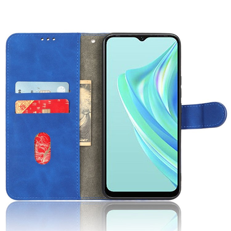 For Infinix Hot 20i 4G PU Leather Stand Magnetic Absorption Case Skin-Touch Feeling Shockproof Wallet Flip Phone Cover - Blue