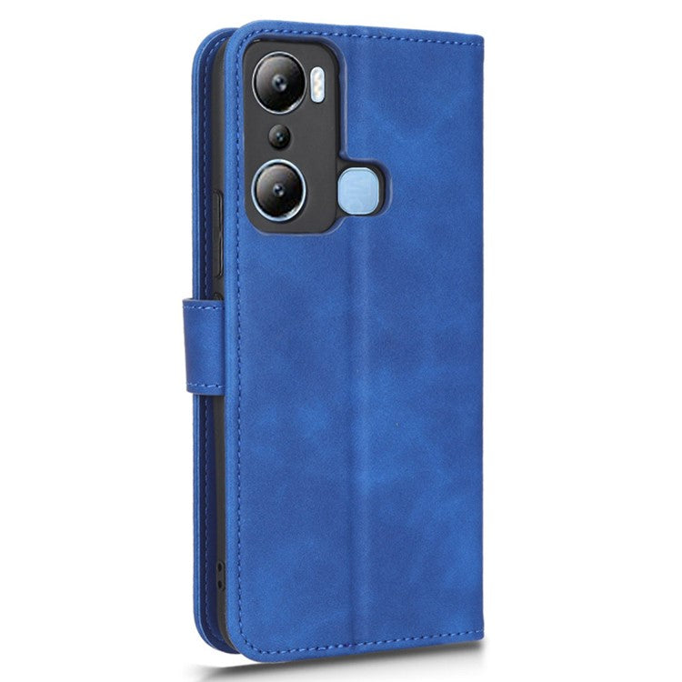 For Infinix Hot 20i 4G PU Leather Stand Magnetic Absorption Case Skin-Touch Feeling Shockproof Wallet Flip Phone Cover - Blue