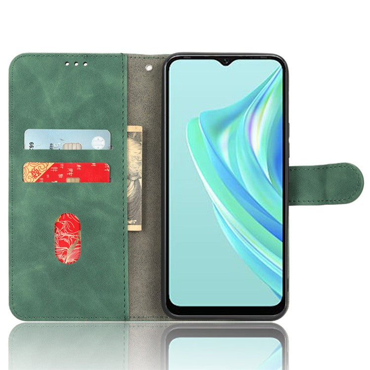 For Infinix Hot 20i 4G PU Leather Stand Magnetic Absorption Case Skin-Touch Feeling Shockproof Wallet Flip Phone Cover - Green