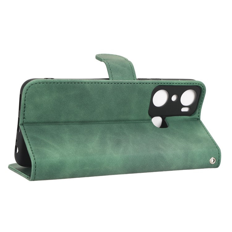 For Infinix Hot 20i 4G PU Leather Stand Magnetic Absorption Case Skin-Touch Feeling Shockproof Wallet Flip Phone Cover - Green
